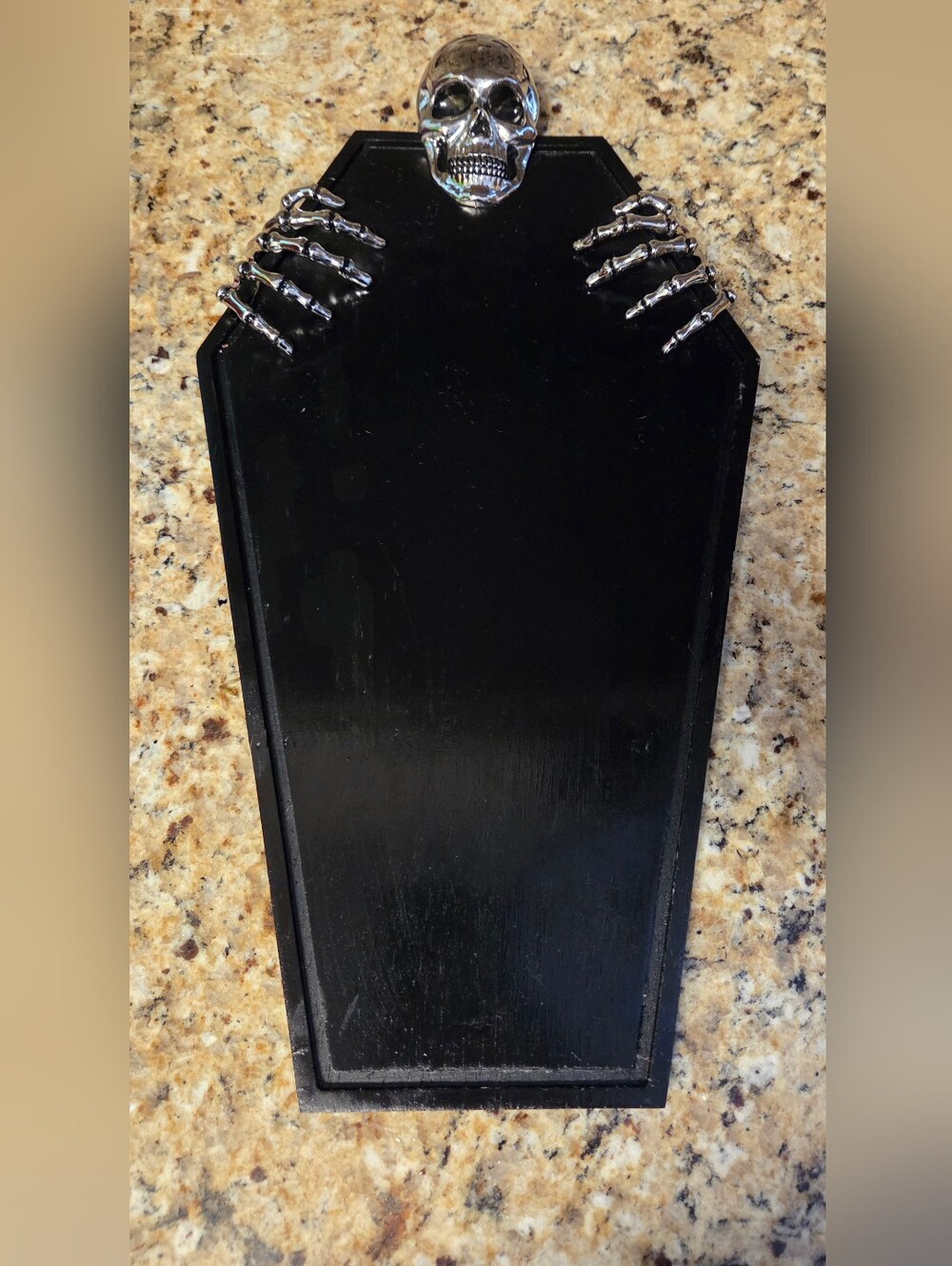 SpOoKy Black Coffin And Skeleton Cheese & Charcuterie Board Halloween Decoration